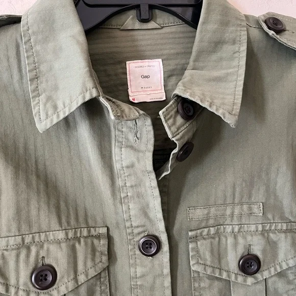 GAP Olive Green Cotton Women's Long Sleeve Jacket Size Medium - Picture 5 of 16